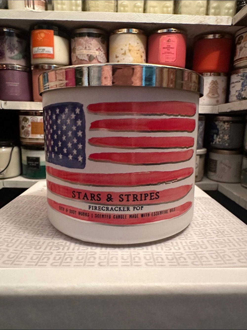 Bath & Body Works Stars & Stripes Firecracker Pop Candle - Red, Blue, White